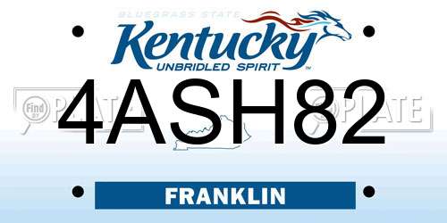 4ASH82 Kentucky License Plate