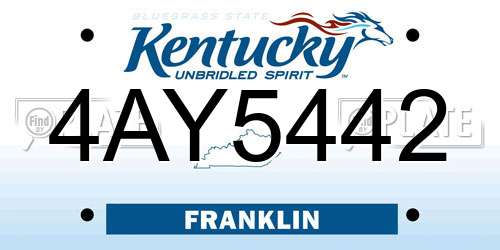 4AY5442 Kentucky License Plate