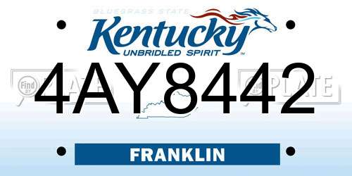 4AY8442 Kentucky License Plate