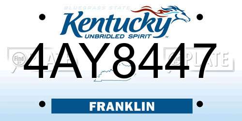 4AY8447 Kentucky License Plate