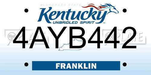 4AYB442 Kentucky License Plate