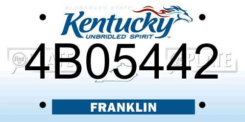 4B05442 Kentucky License Plate