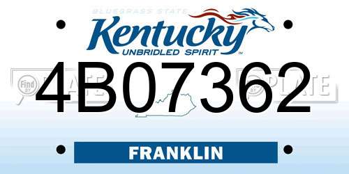 4B07362 Kentucky License Plate
