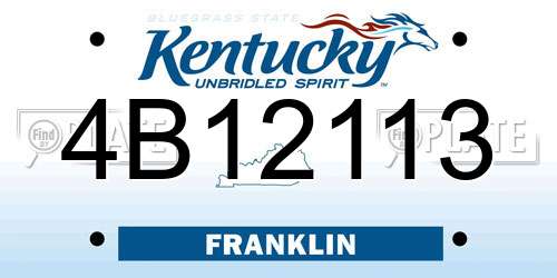 4B12113 Kentucky License Plate