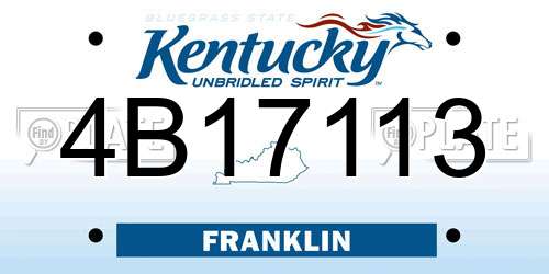 4B17113 Kentucky License Plate