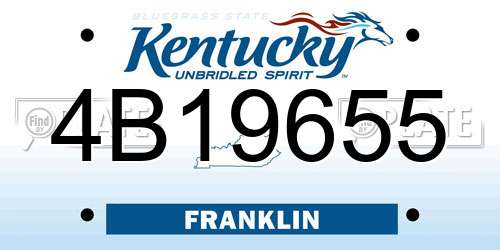 4B19655 Kentucky License Plate