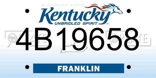4B19658 Kentucky License Plate