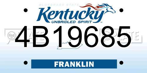 4B19685 Kentucky License Plate