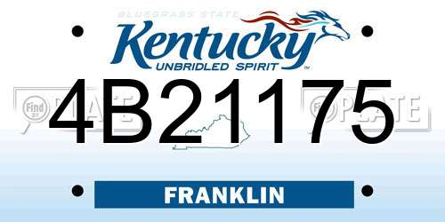 4B21175 Kentucky License Plate