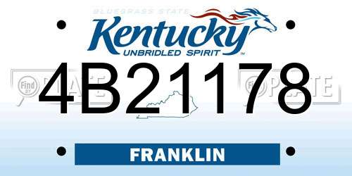 4B21178 Kentucky License Plate