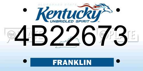 4B22673 Kentucky License Plate