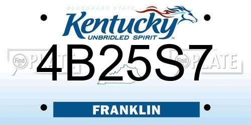 4B25S7 Kentucky License Plate