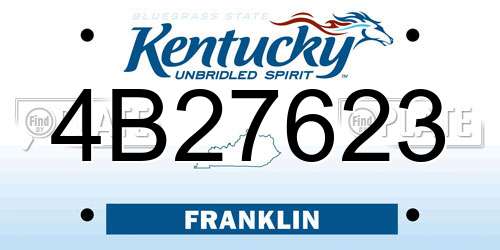 4B27623 Kentucky License Plate