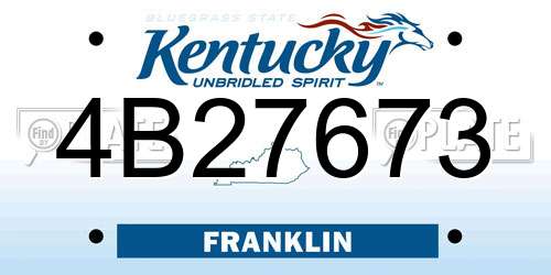 4B27673 Kentucky License Plate