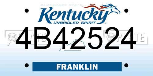 4B42524 Kentucky License Plate