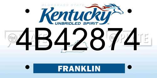 4B42874 Kentucky License Plate