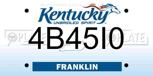 4B45I0 Kentucky License Plate