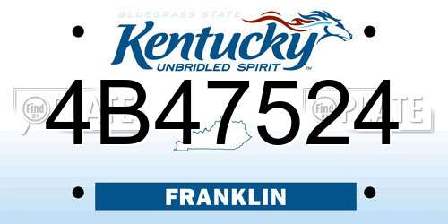 4B47524 Kentucky License Plate
