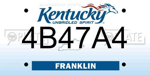 4B47A4 Kentucky License Plate