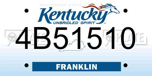 4B51510 Kentucky License Plate