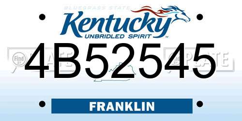 4B52545 Kentucky License Plate