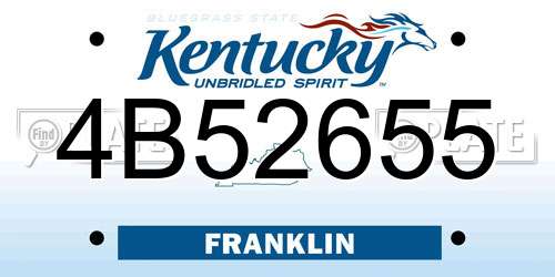 4B52655 Kentucky License Plate
