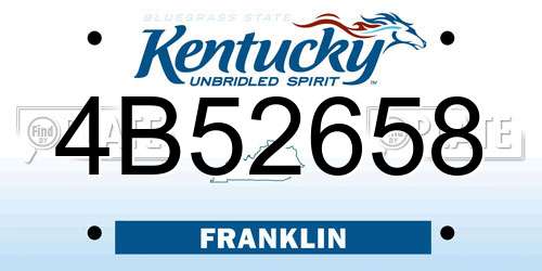 4B52658 Kentucky License Plate