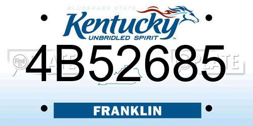4B52685 Kentucky License Plate