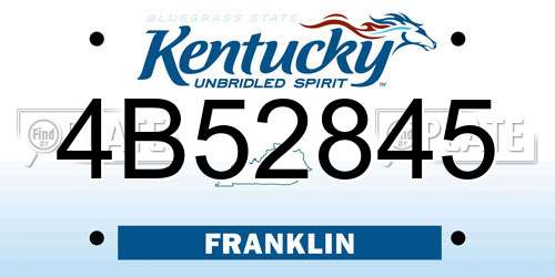4B52845 Kentucky License Plate