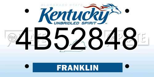 4B52848 Kentucky License Plate