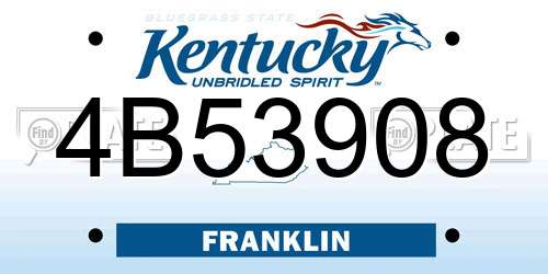 4B53908 Kentucky License Plate