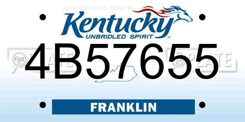 4B57655 Kentucky License Plate