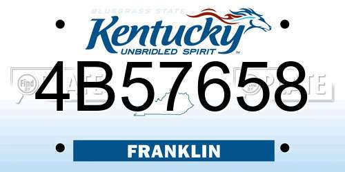 4B57658 Kentucky License Plate