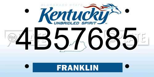 4B57685 Kentucky License Plate