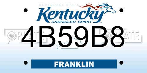 4B59B8 Kentucky License Plate