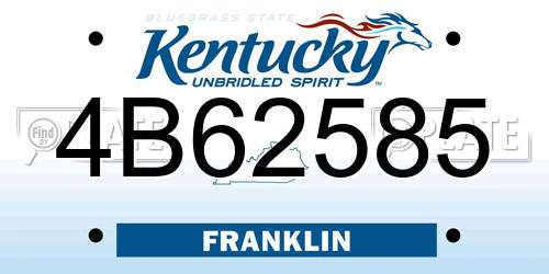 4B62585 Kentucky License Plate