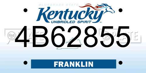 4B62855 Kentucky License Plate