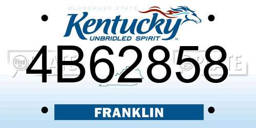 4B62858 Kentucky License Plate