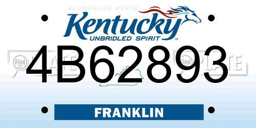 4B62893 Kentucky License Plate