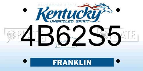 4B62S5 Kentucky License Plate