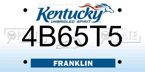 4B65T5 Kentucky License Plate