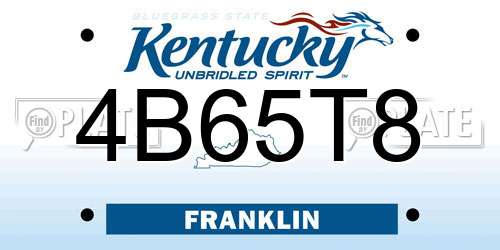 4B65T8 Kentucky License Plate