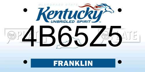 4B65Z5 Kentucky License Plate