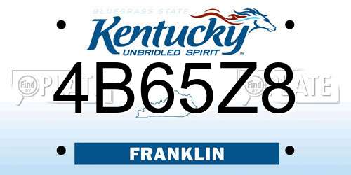 4B65Z8 Kentucky License Plate