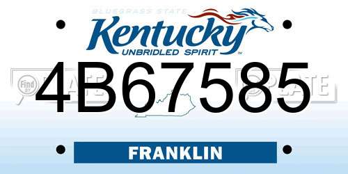 4B67585 Kentucky License Plate