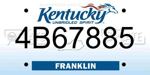 4B67885 Kentucky License Plate