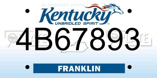 4B67893 Kentucky License Plate