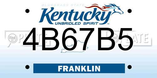 4B67B5 Kentucky License Plate