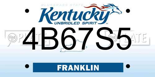4B67S5 Kentucky License Plate