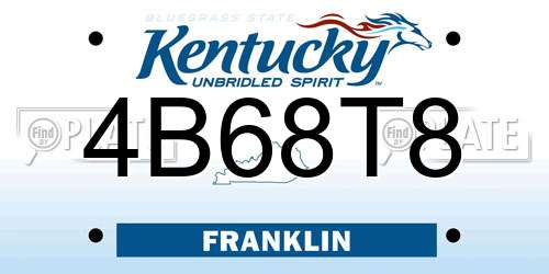 4B68T8 Kentucky License Plate